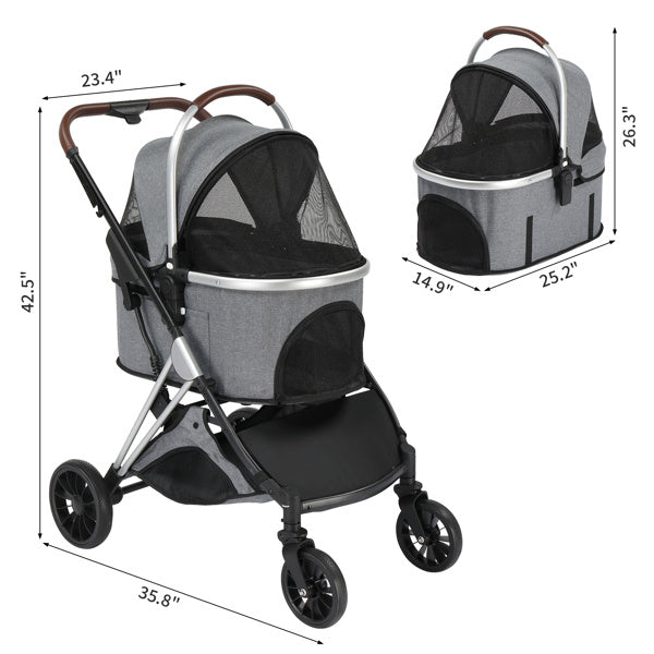 All-Terrain Foldable Pet Stroller - Heavy Duty Dog Stroller for Large Dogs & Cats