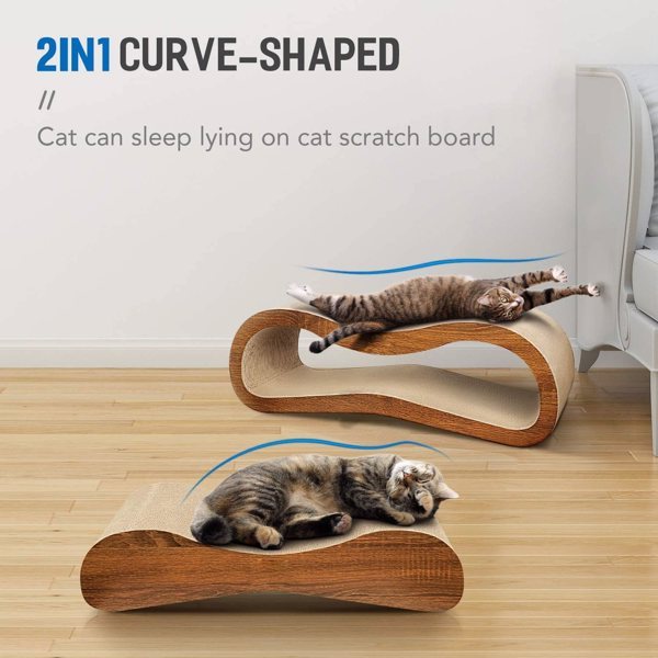 2-in-1 Cat Scratching Board Bed - Cardboard Scratcher Lounge for Indoor Cats