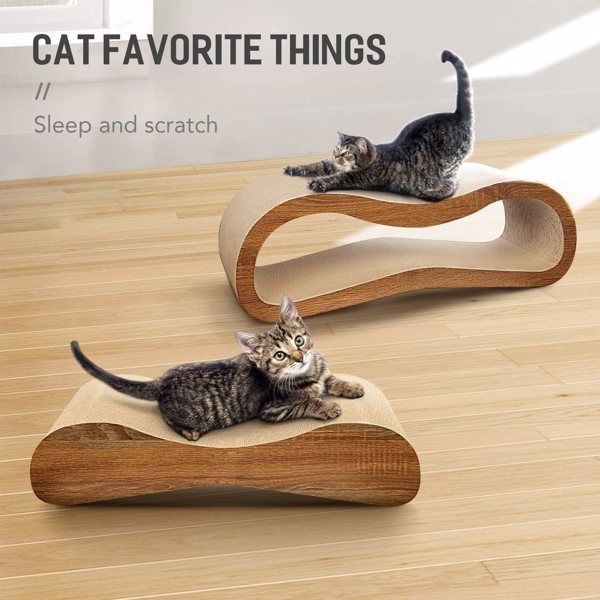 2-in-1 Cat Scratching Board Bed - Cardboard Scratcher Lounge for Indoor Cats