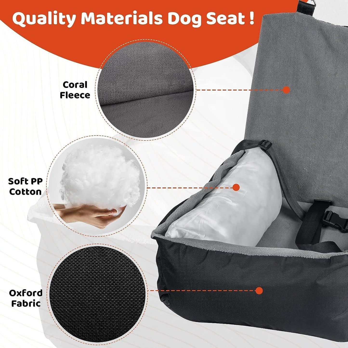 Dog Car Seat – Booster Bed with Safety Leash & Storage Pockets