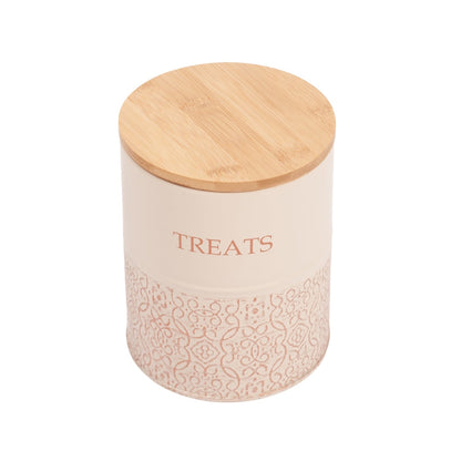 Country Living Dog Treat Canisters - Set of 2 Carbon Steel Jars with Bamboo Lids – White Swan