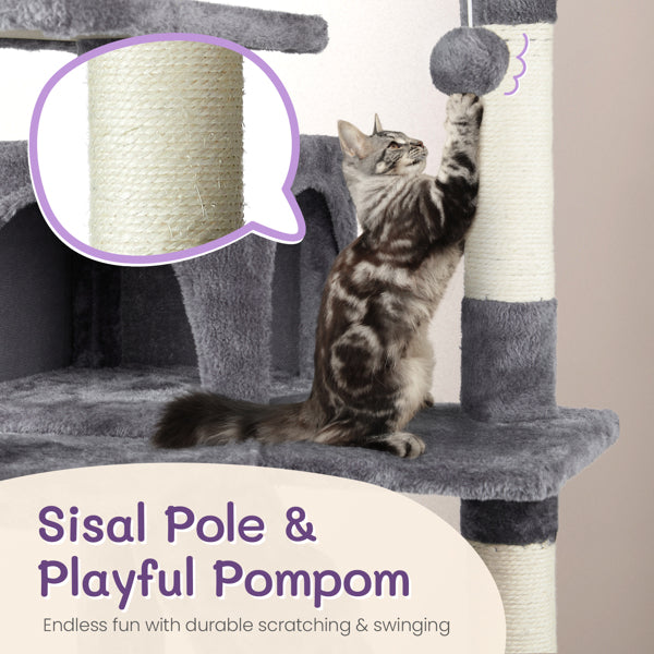 Multi-Level Cat Tower with Condo - Large Cat Tree Climbing Frame for Indoor Cats