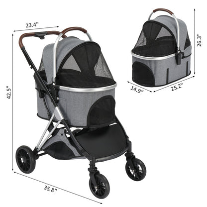 All-Terrain Foldable Pet Stroller - Heavy Duty Dog Stroller for Large Dogs & Cats