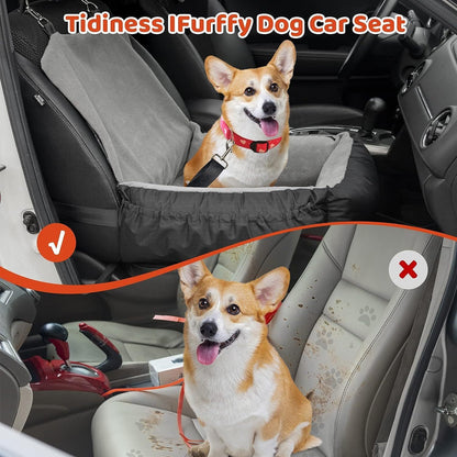 Dog Car Seat – Booster Bed with Safety Leash & Storage Pockets