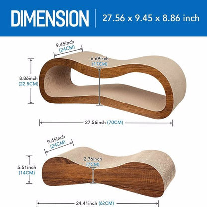 2-in-1 Cat Scratching Board Bed - Cardboard Scratcher Lounge for Indoor Cats