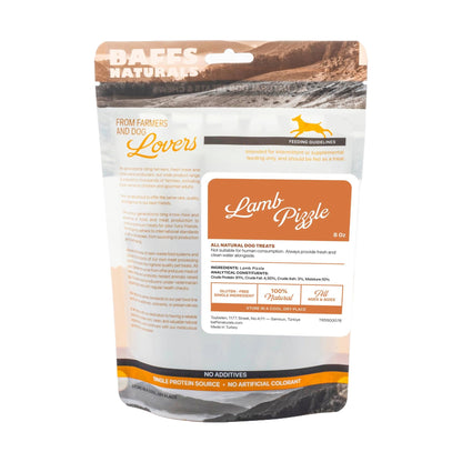 BAFFS NATURALS All-Natural Premium Lamb Pizzle Dog Chews – (8oz Bag)
