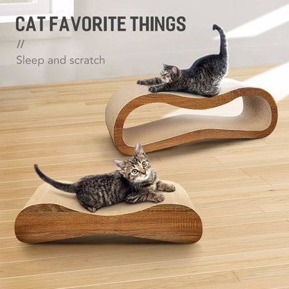 2-in-1 Cat Scratching Board Bed - Cardboard Scratcher Lounge for Indoor Cats