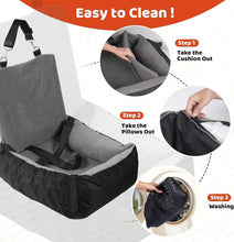 Load image into Gallery viewer, Dog Car Seat – Booster Bed with Safety Leash &amp; Storage Pockets
