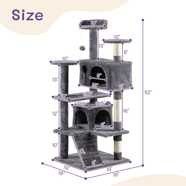 Multi-Level Cat Tower with Condo - Large Cat Tree Climbing Frame for Indoor Cats