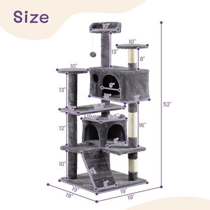 Multi-Level Cat Tower with Condo - Large Cat Tree Climbing Frame for Indoor Cats