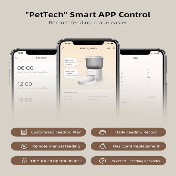 Smart WiFi Automatic Cat Feeder - App Controlled Pet Food Dispenser with Timer