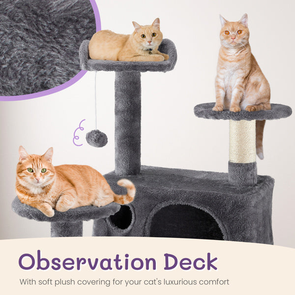 Multi-Level Cat Tower with Condo - Large Cat Tree Climbing Frame for Indoor Cats