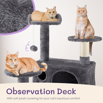 Multi-Level Cat Tower with Condo - Large Cat Tree Climbing Frame for Indoor Cats