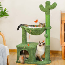 Load image into Gallery viewer, Cactus Cat Tree With Hammock - 40&quot;
