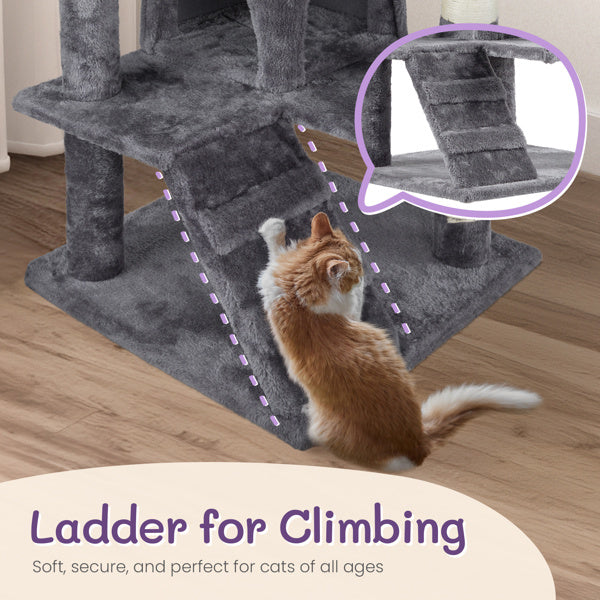 Multi-Level Cat Tower with Condo - Large Cat Tree Climbing Frame for Indoor Cats