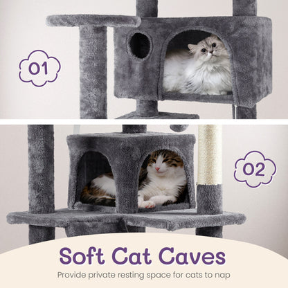 Multi-Level Cat Tower with Condo - Large Cat Tree Climbing Frame for Indoor Cats