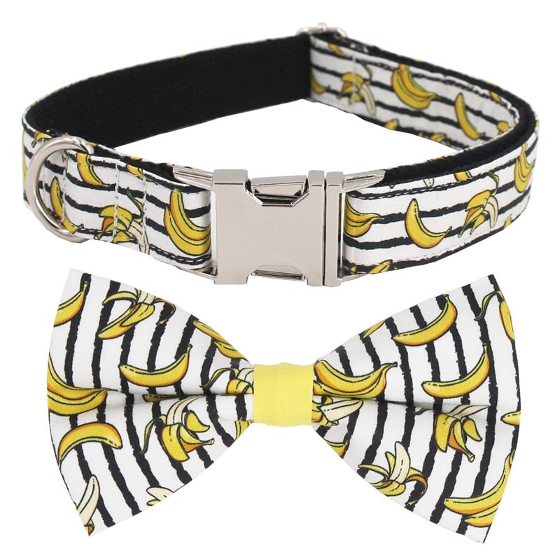 Banana Dog Collar, Bow, and Leash