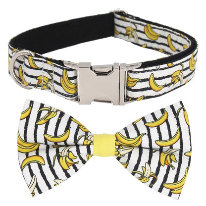 Banana Dog Collar, Bow, and Leash