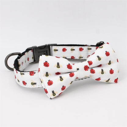 Bee Pattern Dog Collar and Bow Tie