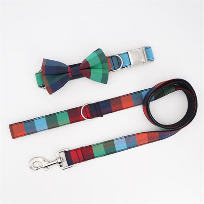 Plaid collar / bow tie / leash