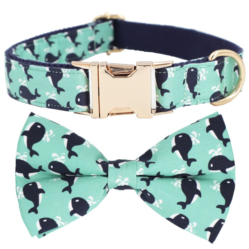 whale Dog Collar Bow Tie